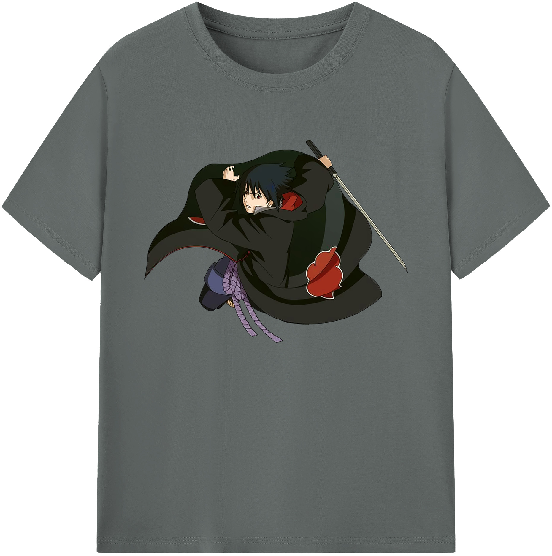 （画像用） NARUTO -ナルト- うちは サスケ Uchiha Sasuke 綿100％ メンズ半袖Tシャツ｜肌触りやわらか＆通気性